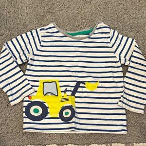 Mini Boden Blue and Yellow Striped Long Sleeve Tee